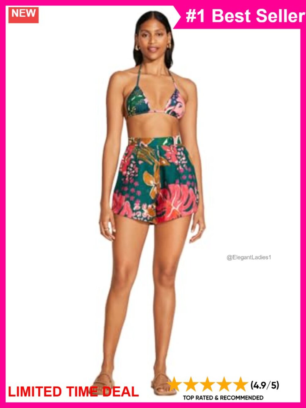 Swim Cover Up Shorts with Pockets Sleeveless Pull On Beachwear